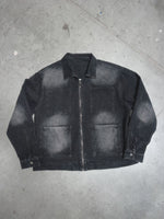 Load image into Gallery viewer, Black Denim Zip-Up Jacket