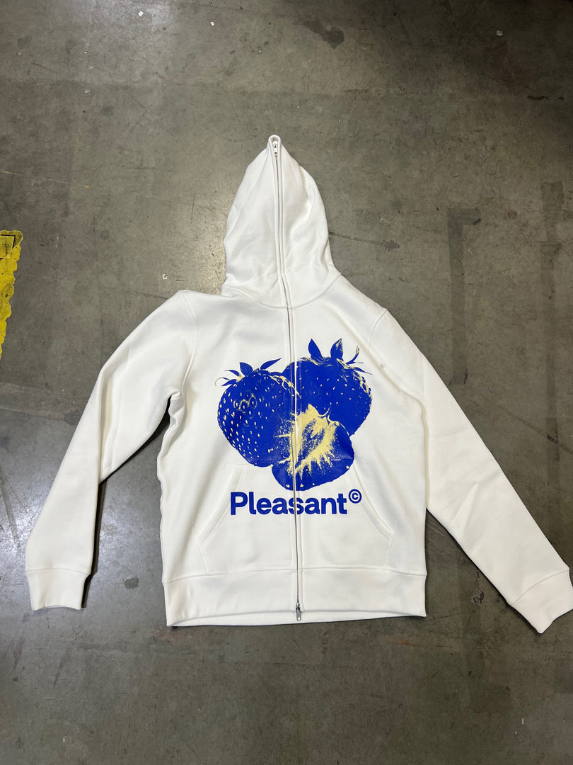 Pleasant Blue Strawberry Full Zip Sweaters